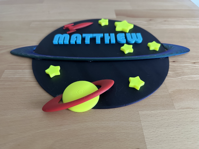 Space Name Sign - Personalized Custom Boys' Bedroom Decor with Rocket and Stars - Image 4