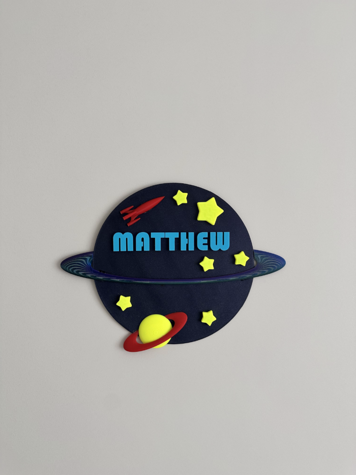 Space Name Sign - Personalized Custom Boys' Bedroom Decor with Rocket and Stars